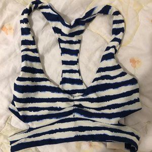 blue/white striped bikini top